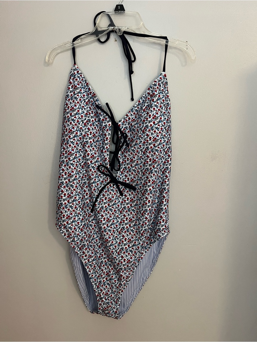 J. Crew Red White Blue Floral One-Piece Reversible Swimsuit